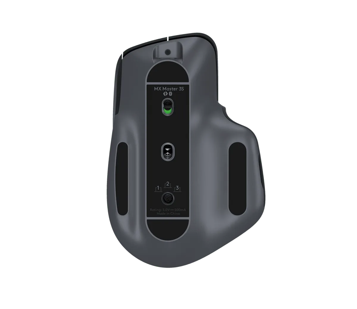 Logitech MX Master 3S Bluetooth Edition, Untergansicht mit Tasten, Graphit
