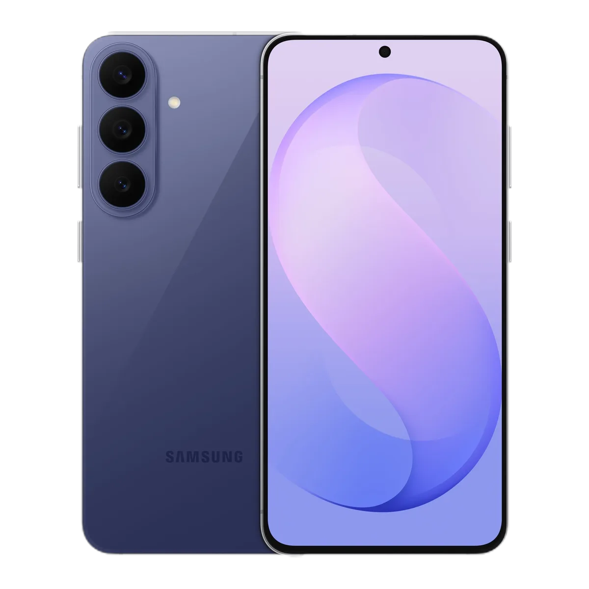 Samsung Galaxy S26 FE Blueberry – Vorder- und Rückseite