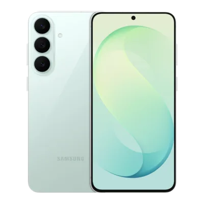 Samsung Galaxy S26 FE Pistachio – Vorder- und Rückseite