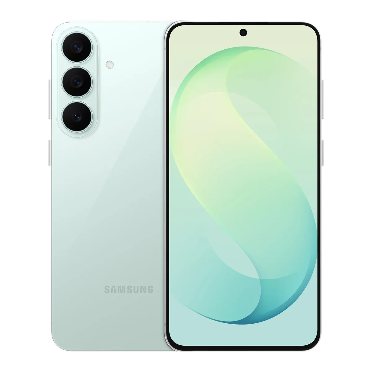 Samsung Galaxy S26 FE Pistachio – Vorder- und Rückseite