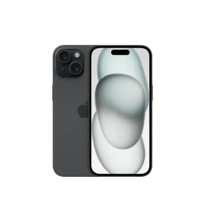 Apple iPhone 15 256 GB Refurbished in Schwarz – Vorder- und Rückseite