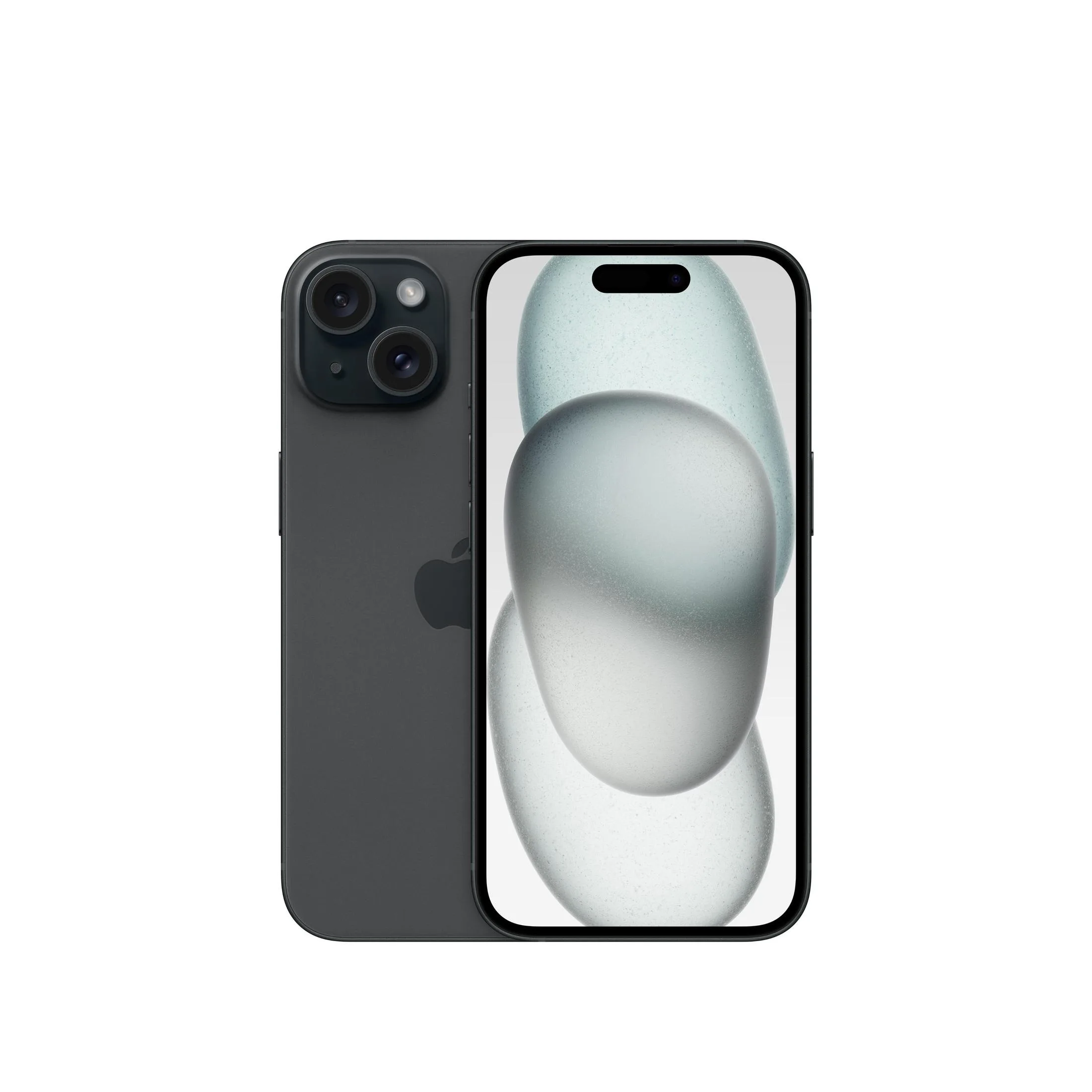 Apple iPhone 15 256 GB Refurbished in Schwarz – Vorder- und Rückseite